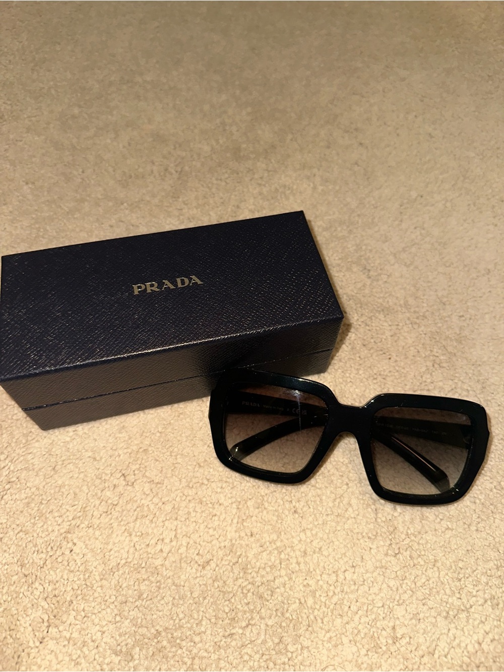 NEW Prada Black Square Oversized Sunglasses
